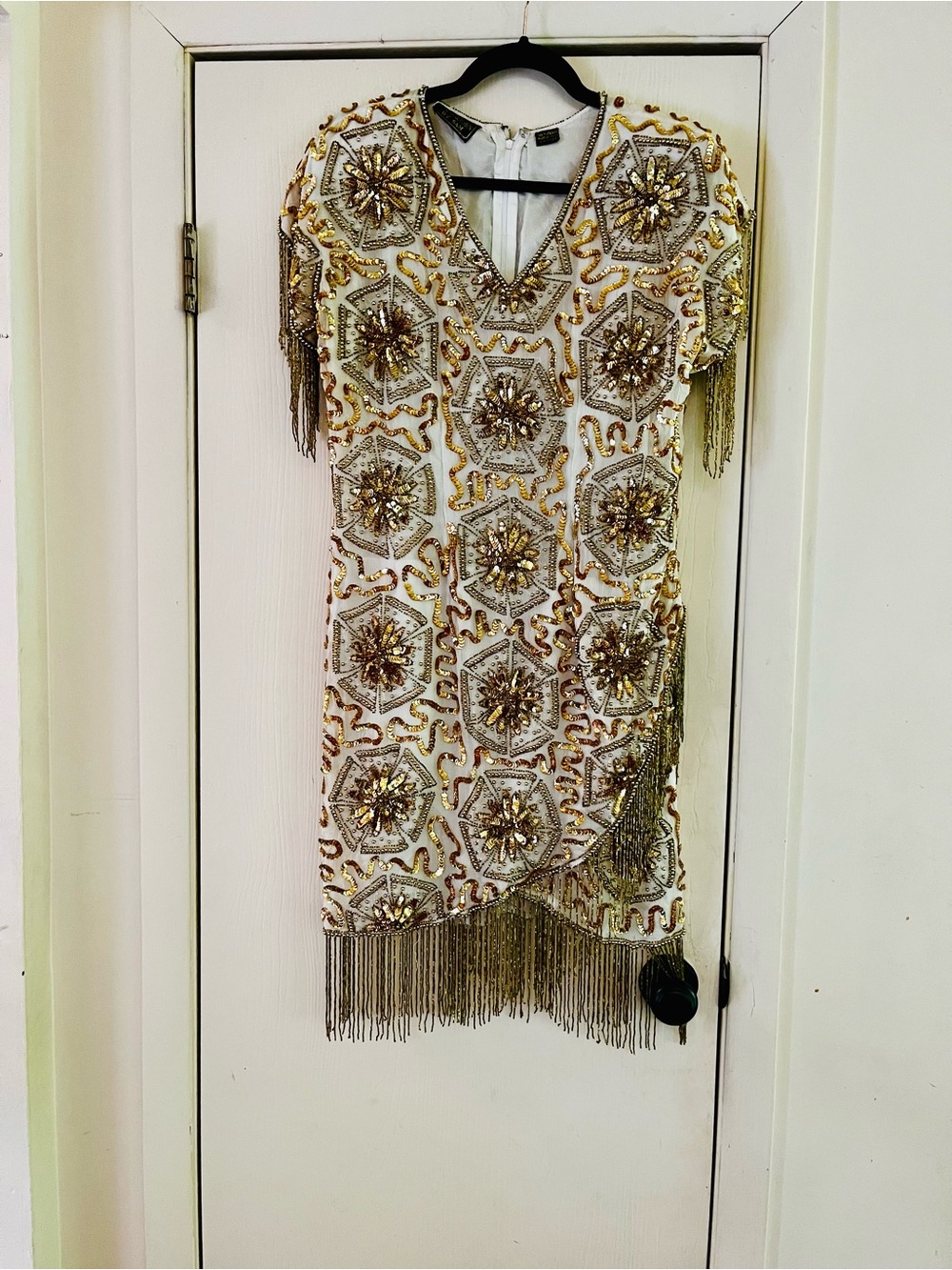 VTG Exquisite Silk Beaded Fringe Boho Avant Garde Art Deco Dreamy Ethereal Dress